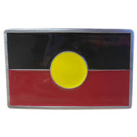 Aboriginal Flag Custom Enamel Antique Nickel Belt Buckle [10cm x 6cm]
